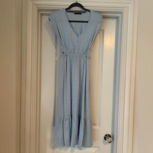 Caution To The Wind Blue Gingham Midi Dress